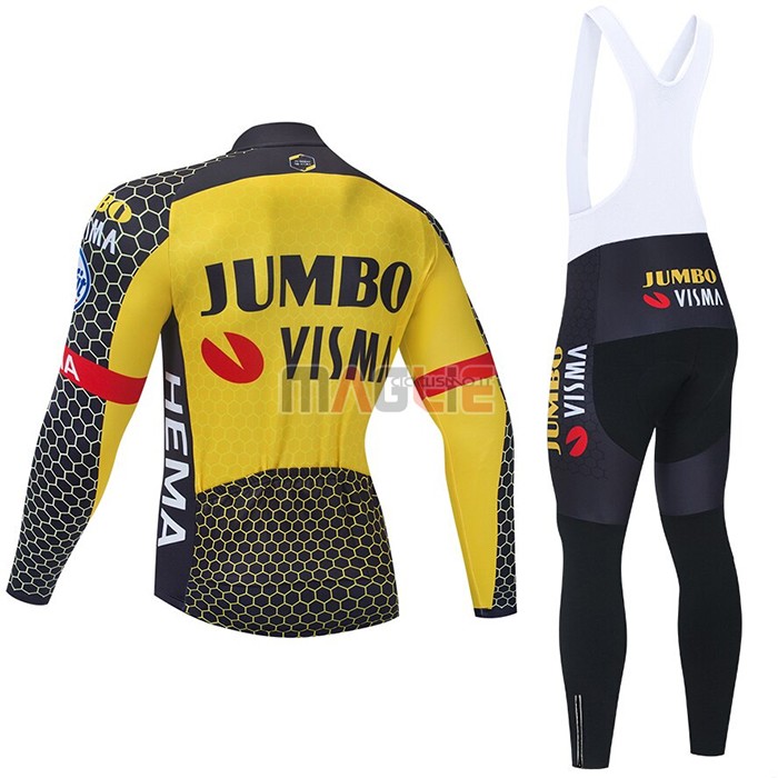 Maglia Jumbo Visma Manica Lunga 2021 Giallo Nero